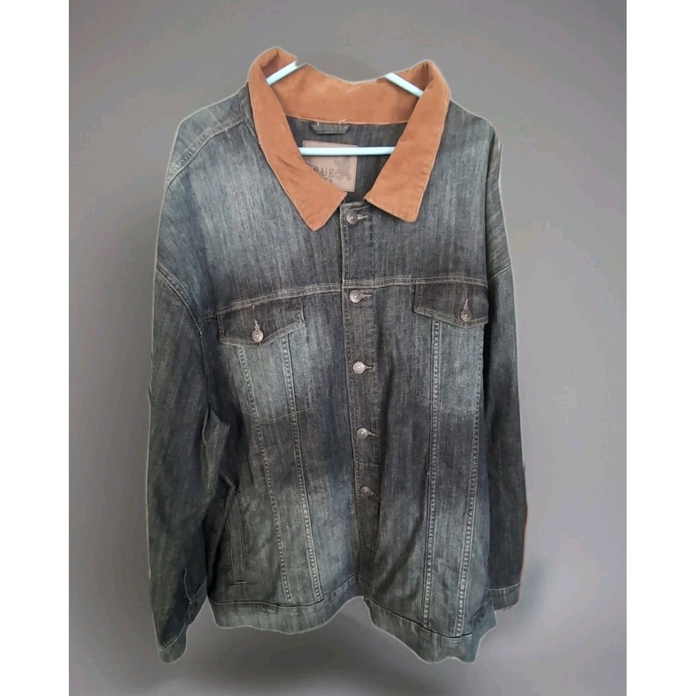 True Nation Denim Jean Jacket Mens Size 4XL Blue Trucker Oversized Coat.‎